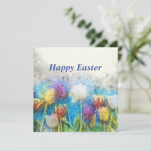 Gelukkige paasmooie tulpen kaart (Staand voorkant)