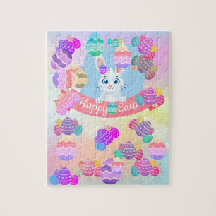 Gelukkige Paaspastel Paashaas Legpuzzel