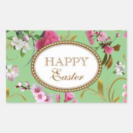 Gelukkige Paasroze bloemen Rechthoekige Sticker