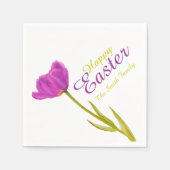 Gelukkige Paastulp paarse lentenaam papieren serve Servetten (Voorkant)