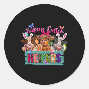 Gelukkige Paasvaarzen Paaseieren met Koeien Bunny Ronde Sticker
