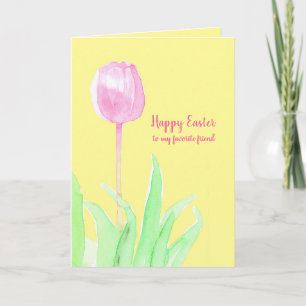 Gelukkige Paasvriend Roze Tulpenbloem Kaart