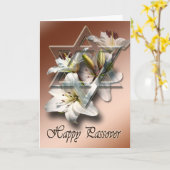 Gelukkige Pascha kaart met Davidster en lelies (Gele Bloem)