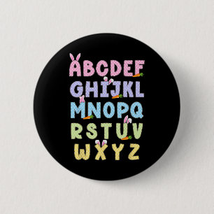 Gelukkige Pasen Alfabet Abc's Elemeno Voor Leraar Ronde Button 5,7 Cm