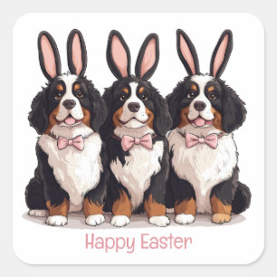 Gelukkige Pasen Berner Berg Honden Vierkante Sticker