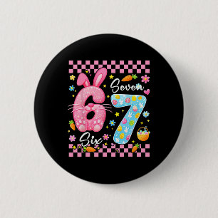 Gelukkige Pasen Cute Bunny Girls Pasen Zes Zeven Ronde Button 5,7 Cm