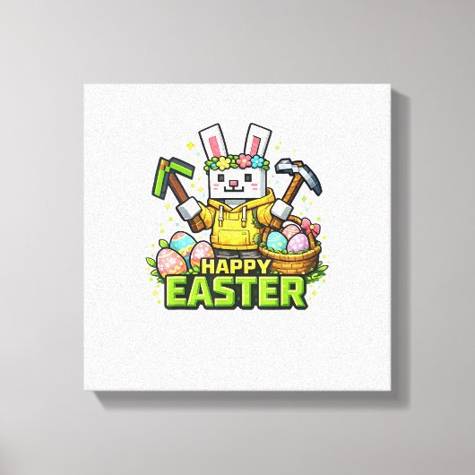 Gelukkige Pasen Dag Konijn Ei Gamer Video Game Kin Canvas Afdruk (Voorkant)