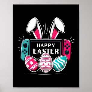 Gelukkige Pasen Dag Konijn Gamen Videogames Jongen Poster