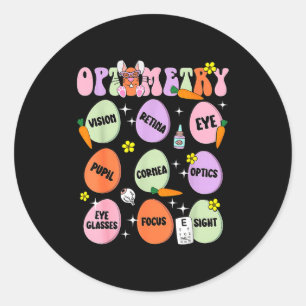 Gelukkige Pasen Dag Optometrie Konijn Eieren Oogar Ronde Sticker