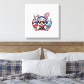 Gelukkige Pasen Dag Schattige Konijn Speelt Videos Canvas Afdruk (Insitu (Slaapkamer))