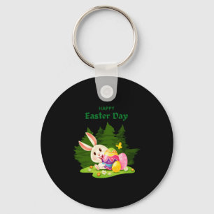 Gelukkige Pasen en Konijn Wensen Grappige T-shirt Sleutelhanger