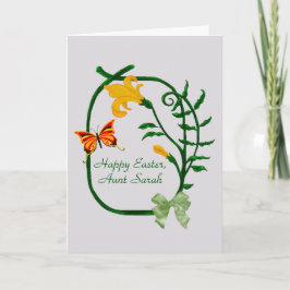 Gelukkige Pasen, Gele Tulp en Vlinder Feestdagen Kaart