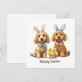 Gelukkige Pasen Goldendoodle Honden Feestdagenkaart (Voorkant / Achterkant)