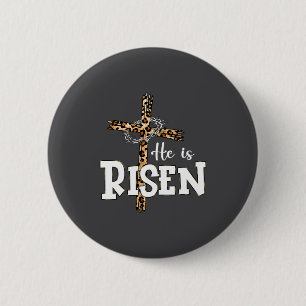 Gelukkige Pasen Hij Is Opgestaan Jezus Luipaard Ch Ronde Button 5,7 Cm