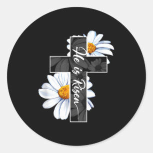 Gelukkige pasen hij is verrezen Jezus christelijk Ronde Sticker