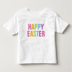 Gelukkige Pasen Kleurrijke Regenboog Typografie Kinder Shirts