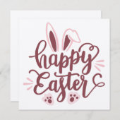 Gelukkige Pasen Konijn Uitnodiging – Leuke Lente F (Voorkant / Achterkant)