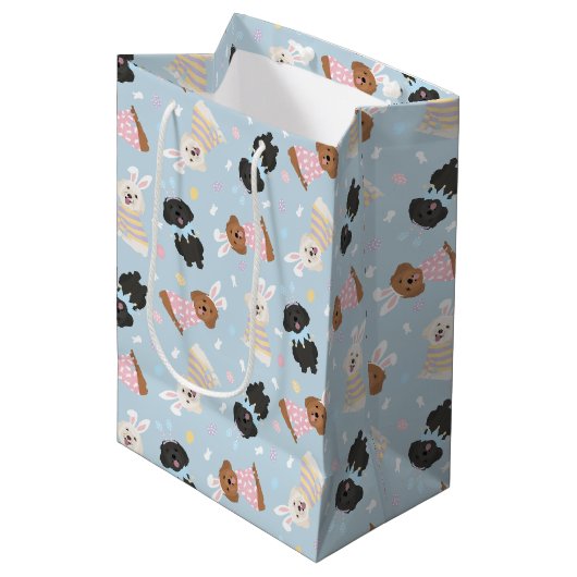 Gelukkige Pasen Maltipoo Honden Medium Cadeauzakje (Voorkant Gekanteld)