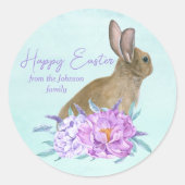 Gelukkige Pasen Mooie Pastel Bunny Custom Party Ronde Sticker (Voorkant)