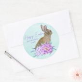 Gelukkige Pasen Mooie Pastel Bunny Custom Party Ronde Sticker (Envelop)