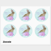 Gelukkige Pasen Mooie Pastel Bunny Custom Party Ronde Sticker (Vel)