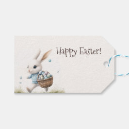 Gelukkige Pasen, paashaas lopen met eieren Cadeaulabel