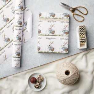 Gelukkige Pasen, paashaas lopen met eieren Cadeaupapier