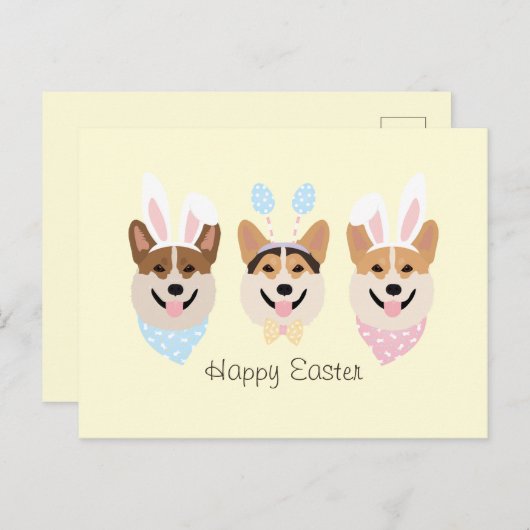 Gelukkige Pasen Pembroke Welsh Corgi Dogs Briefkaart (Voorkant / Achterkant)