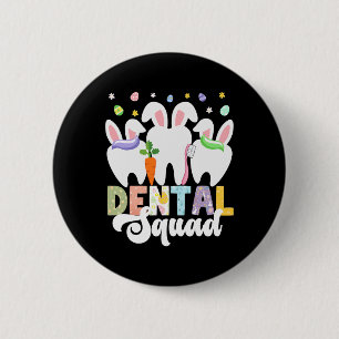Gelukkige Pasen Tandarts Eierjacht Konijn Tandheel Ronde Button 5,7 Cm