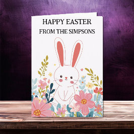 Gelukkige Pasen Waterverf Schattige Kawaii Bunny F Kaart