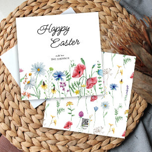 Gelukkige Pasen Wildbloemen Feestdagenkaart