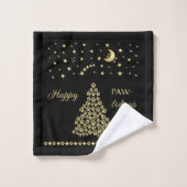 Gelukkige Pawholidays, Gouden glanzende Paw Kerstb Bad Handdoek (Wasdoekje)