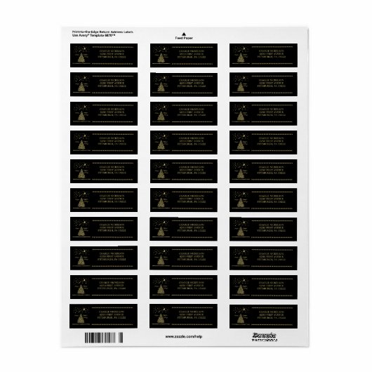 Gelukkige Pawholidays, Gouden glanzende Paw Kerstb Etiket (Full Sheet)