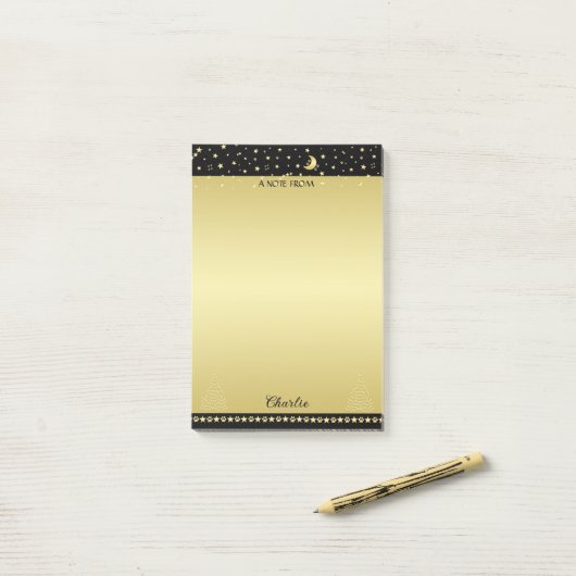 Gelukkige Pawholidays, Gouden glanzende Paw Kerstb Post-it® Notes (Op bureau)