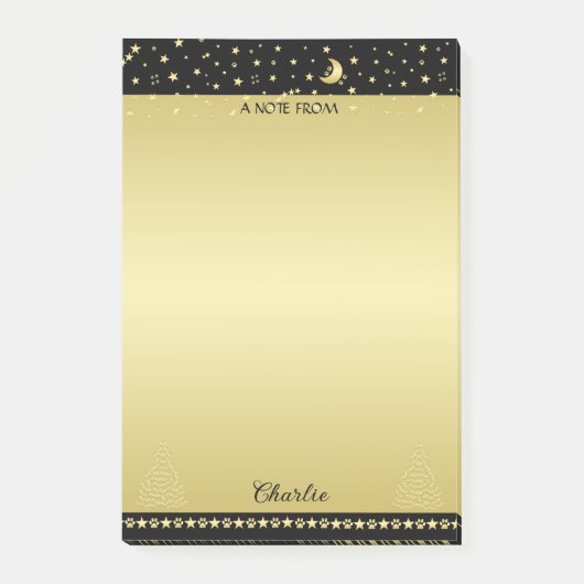 Gelukkige Pawholidays, Gouden glanzende Paw Kerstb Post-it® Notes (Voorkant)