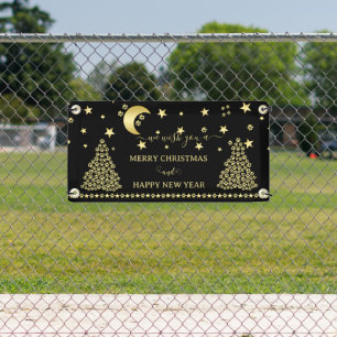 Gelukkige Pawholidays, Gouden glanzende Paw Kerstb Spandoek