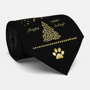 Gelukkige Pawholidays, Gouden glanzende Paw Kerstb Stropdas