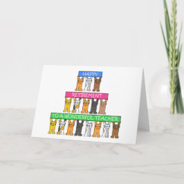 Gelukkige Pensioen Leraar Cartoon Katten Kaart