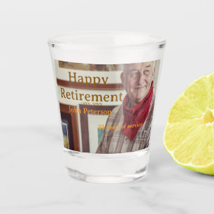 Gelukkige pensioenfoto naam jaar van dienst shot glas