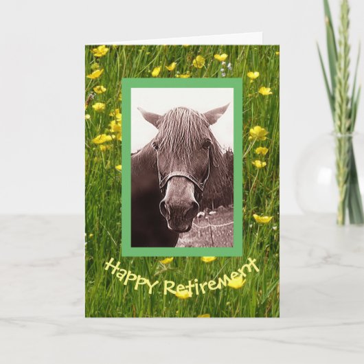 Gelukkige pensioenpaardenkaart kaart (Voorkant)