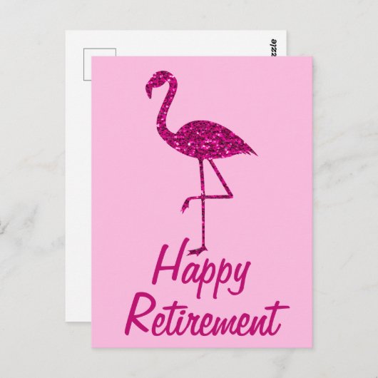 Gelukkige pensionering sparkly roze flamingo Aange Briefkaart (Voorkant / Achterkant)