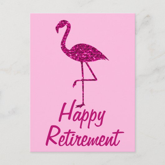 Gelukkige pensionering sparkly roze flamingo Aange Briefkaart (Voorkant)