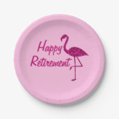 Gelukkige pensionering sparkly roze flamingo Aange Papieren Bordje (Voorkant)