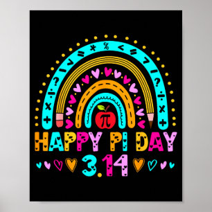Gelukkige Pi-dag Regenboog 3.14 Pi-nummer Wiskunde Poster