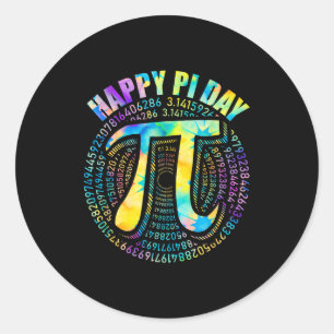 Gelukkige Pi-dag Tie Dye 3,14 Pi-nummer Symbool Wi Ronde Sticker
