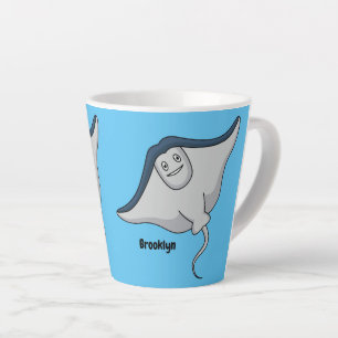 Gelukkige pijlrog vis cartoon illustratie latte mok