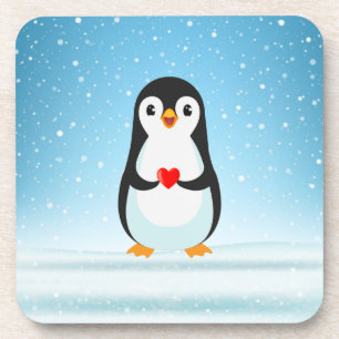 Gelukkige pinguïn met een hart bier onderzetter