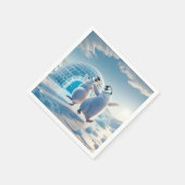 Gelukkige pinguïns dansen servet (Hoek)