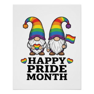 Gelukkige Pride Maand Gnome Vintage Regenboog Shir Perfect Poster