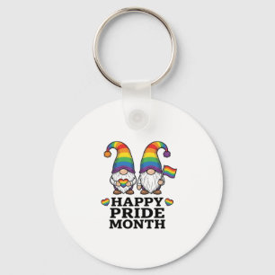 Gelukkige Pride Maand Gnome Vintage Regenboog Shir Sleutelhanger